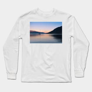 Peaceful Okanagan Lake Sunset with Sailboat View Long Sleeve T-Shirt